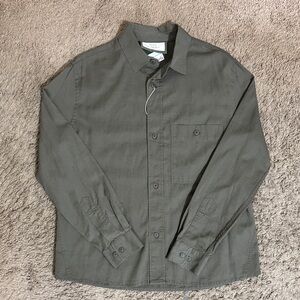 Zara Men’s Green Lyocell Blend Long Sleeve Button-Up Shirt size L Office Casual